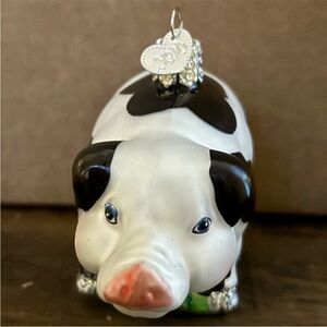 Old world, Christmas, black-and-white pig ornament‎